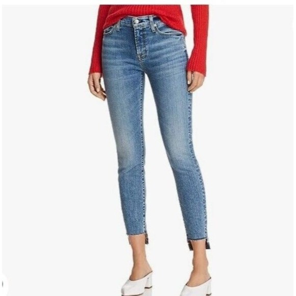 7 for All Mankind the Ankles Skinny Jean Frayed Cutoff Hem in Bright Palms Sz 27 - Picture 1 of 9